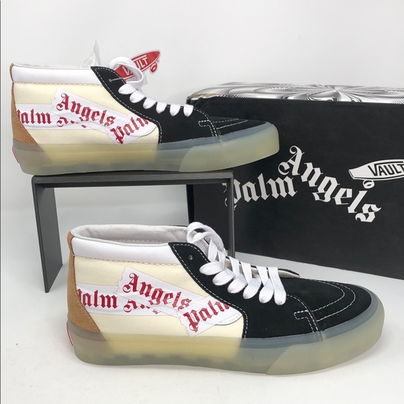 Vans Other - Vans x Palm Angels Sk8-Mid LX Black White Beige Shoes - Size 12